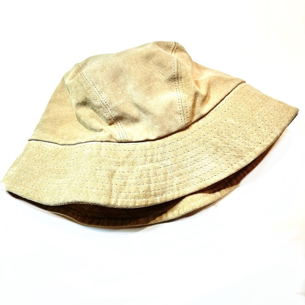 Tan Suede Leather Bucket Hat - S/M